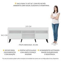 Rack Retrô Para Tv Até 65´´ Com 2 Portas Branco/Breto - 3