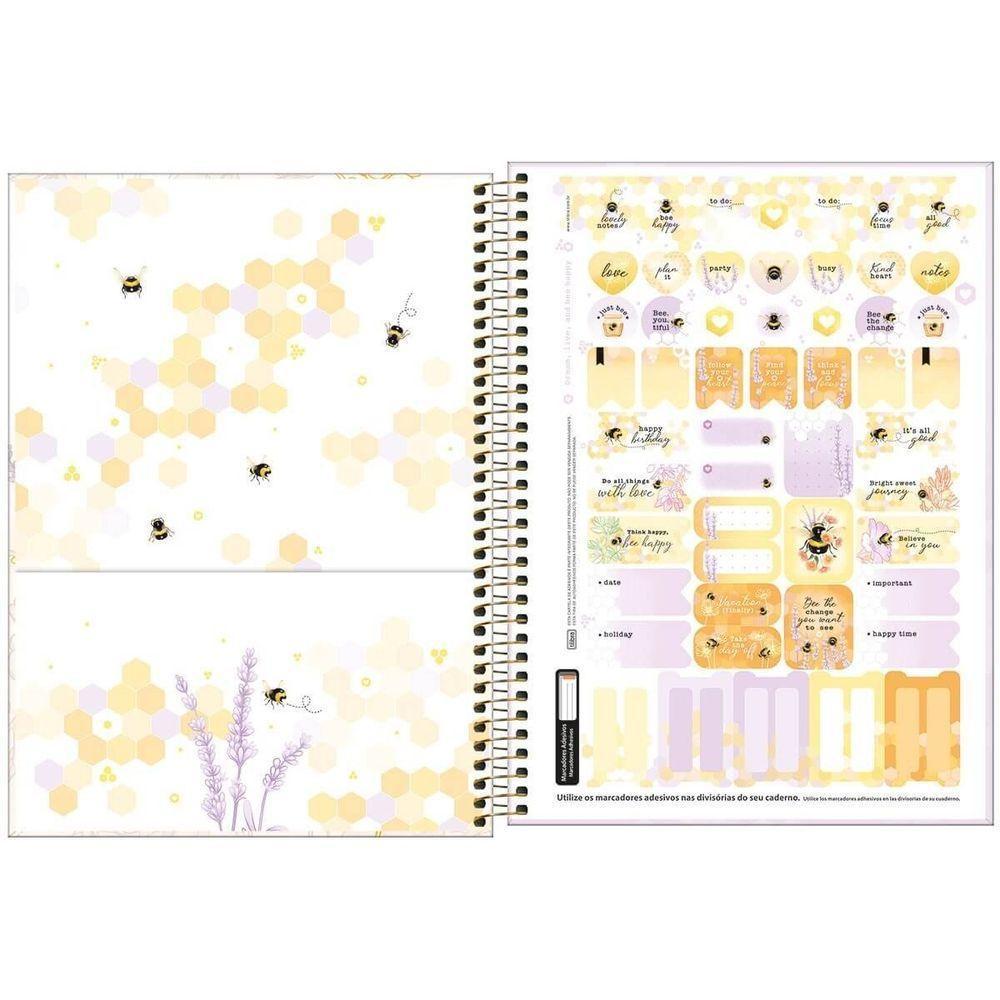 Caderno Espiral Capa Dura Universitário 1 Matéria Honey Bee 80 Folhas Estampa 4 - 2