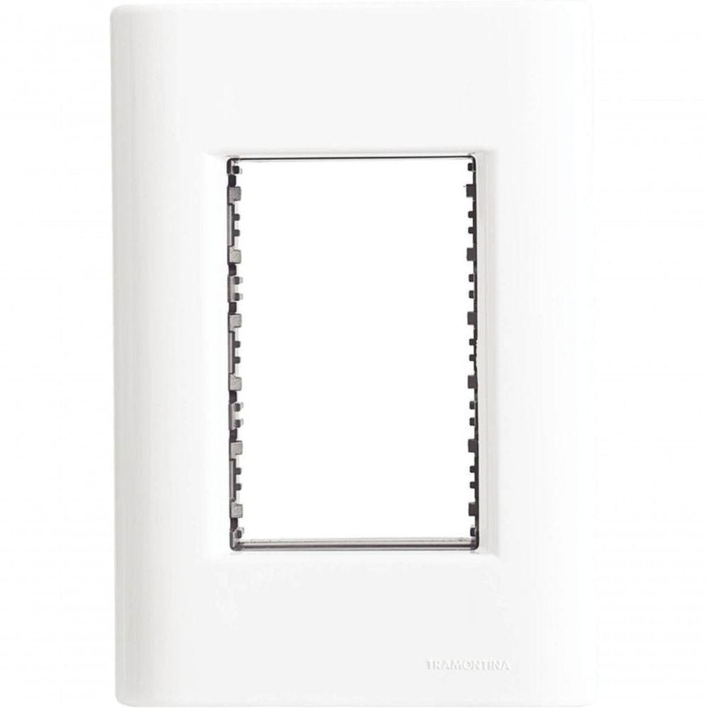 Placa 3 Postos 4x2 Tramontina Giz Branca Com Suporte - 1