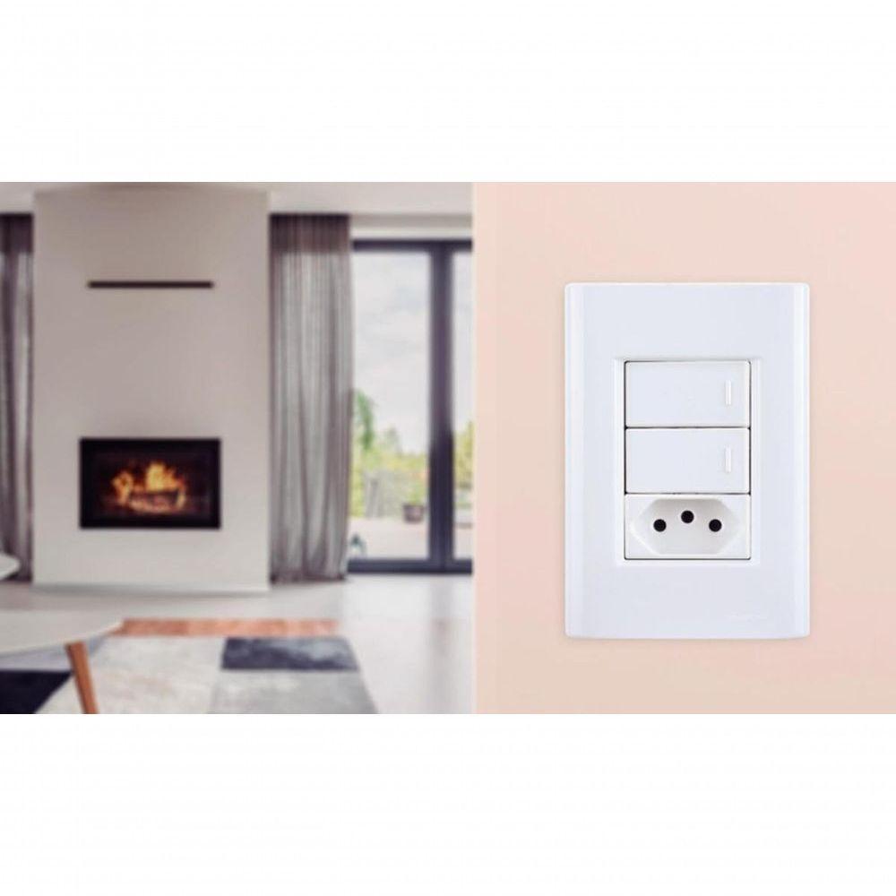 Placa 3 Postos 4x2 Tramontina Giz Branca Com Suporte - 2