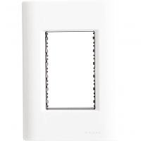 Placa 3 Postos 4x2 Tramontina Giz Branca Com Suporte - 1