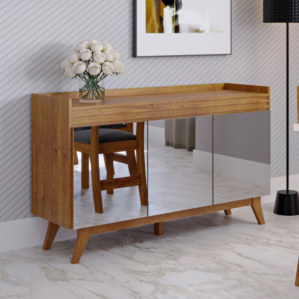 Aparador Buffet 3 Portas Atlanta Com Espelho Mel Viero Mel - 3