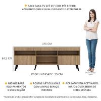 Rack Retrô Para Tv Até 65´´ Com 2 Portas Rustic/Branco - 5