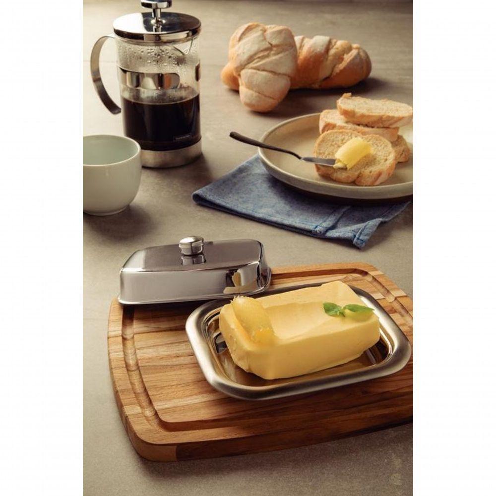 Manteigueira Retangular Tramontina Rotonda Em Aço Inox Com Tampa - 2