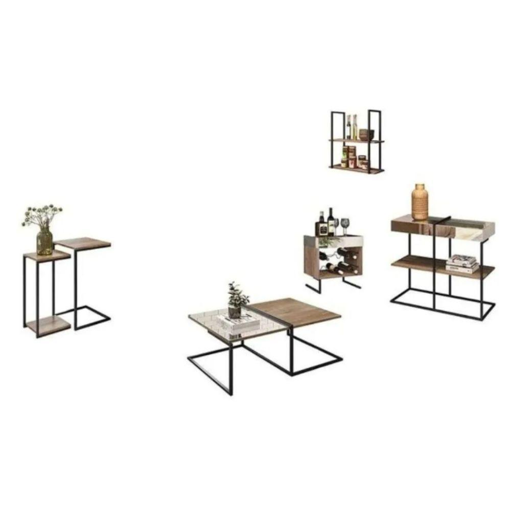 Kit Aparador Prateleira Adega E Mesas Aurora Demolição - 1