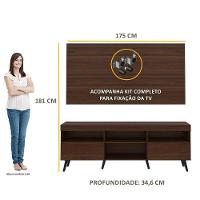 Rack Retrô Com Painel E Suporte Para Tv Até 65´´ Flórida Fg3134 Madeirado/preto