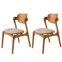 Conjunto Com 2 Cadeiras Madeira Solaris Gold Moderna Mobília Veludo Bege / Imbuia Nat. - 1