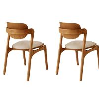 Conjunto Com 2 Cadeiras Madeira Solaris Gold Moderna Mobília Veludo Bege / Imbuia Nat. - 2