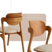 Conjunto Com 2 Cadeiras Madeira Solaris Gold Moderna Mobília Veludo Bege / Imbuia Nat.