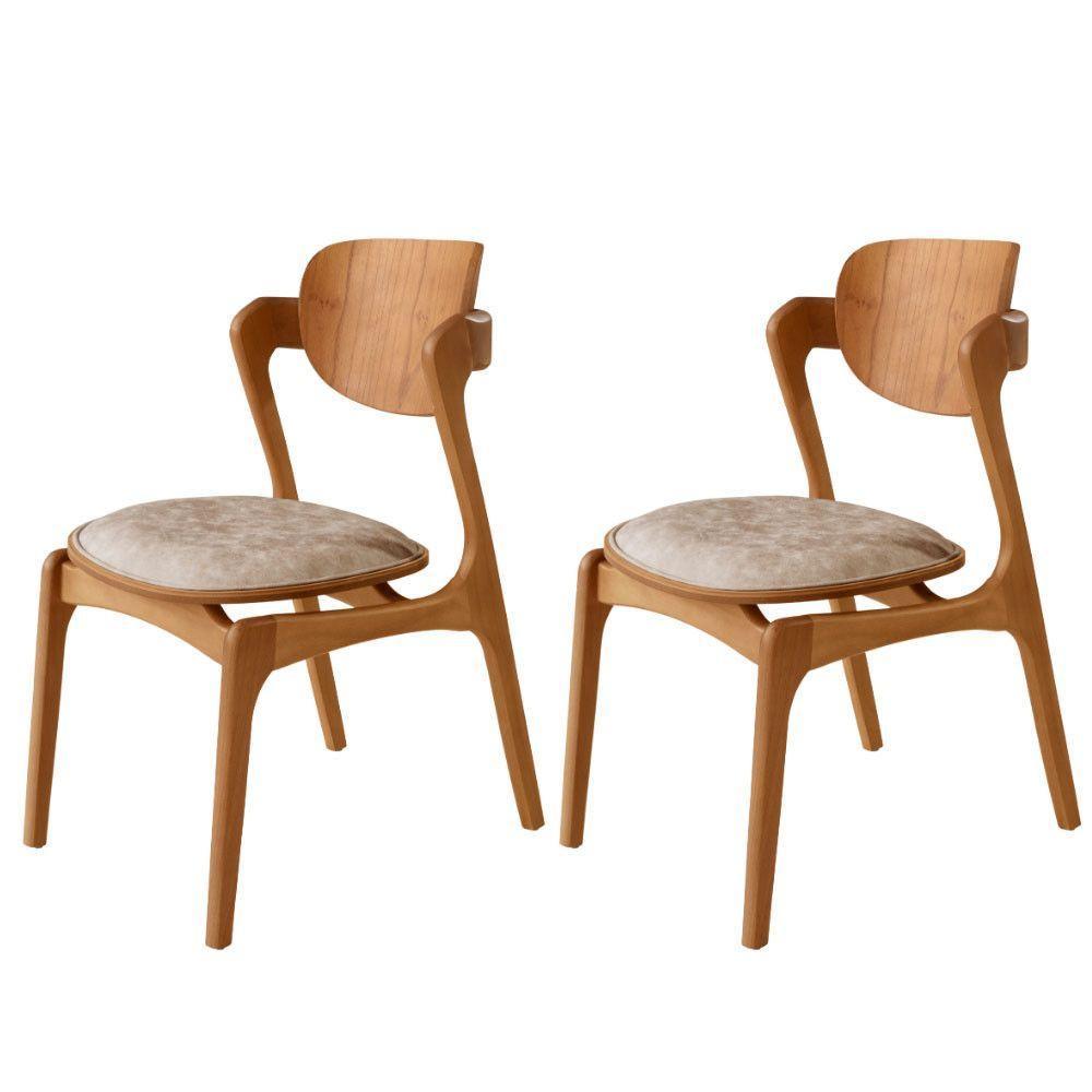 Conjunto Com 2 Cadeiras Madeira Solaris Gold Moderna Mobília Milano / Imbuia Nat. - 1