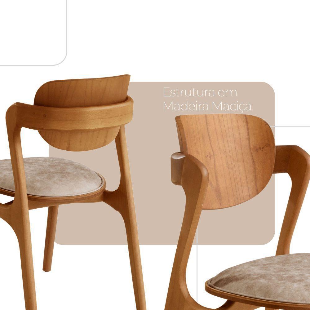Conjunto Com 2 Cadeiras Madeira Solaris Gold Moderna Mobília Milano / Imbuia Nat. - 4