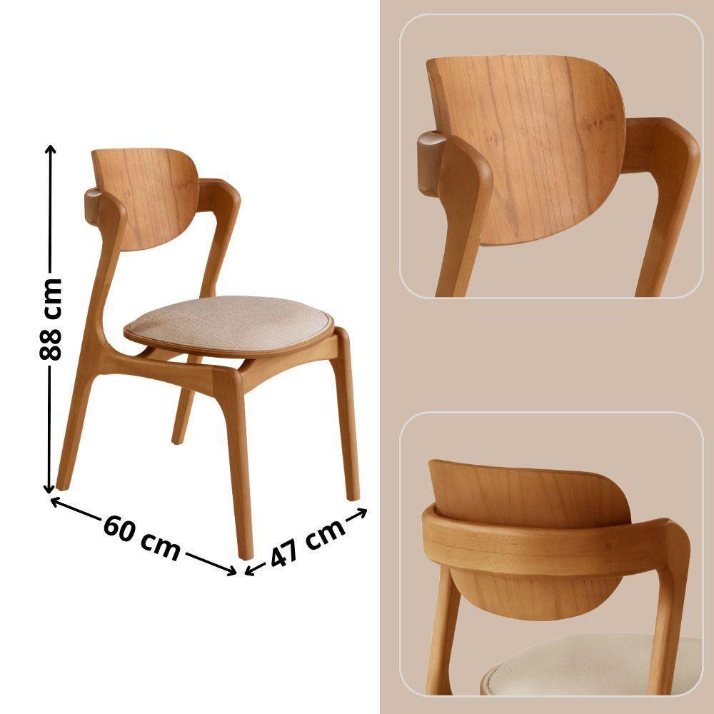 Conjunto Com 2 Cadeiras Madeira Solaris Gold Moderna Mobília Brisa/ Imbuia Nat. - 3