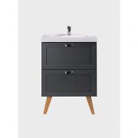 Gabinete Para Banheiro Com Cuba E Espelho 60cm Retro Mdf Grafite Milano - On Móveis - 10