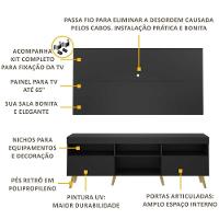 Rack Retrô Com Painel E Suporte Para Tv Até 65´´ Flórida Fg3134 Preto/natural - 2