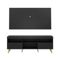 Rack Retrô Com Painel E Suporte Para Tv Até 65´´ Flórida Fg3134 Preto/natural - 1