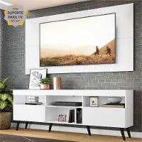 Rack Retrô Com Painel E Suporte Para Tv Até 65´´ Flórida Fg3134 Branco/preto - 8