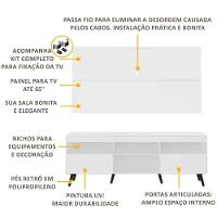 Rack Retrô Com Painel E Suporte Para Tv Até 65´´ Flórida Fg3134 Branco/preto - 9