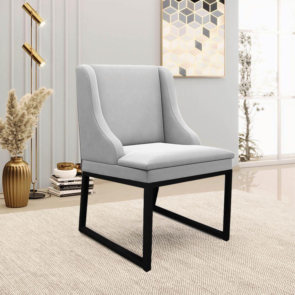 Cadeira Sala De Jantar Industrial Preto Kit 4 Liz Suede Cinza D03 - D'rossi - 6