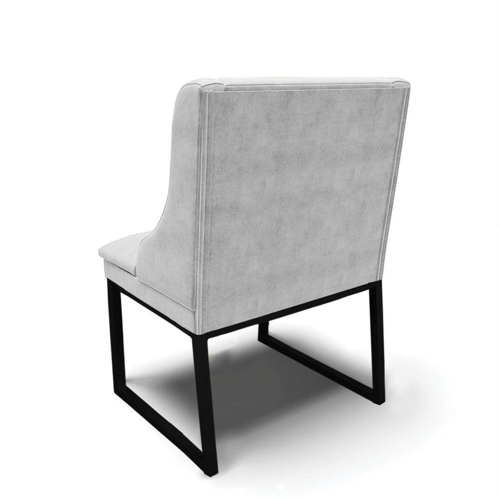 Cadeira Sala De Jantar Industrial Preto Kit 4 Liz Suede Cinza D03 - D'rossi - 7