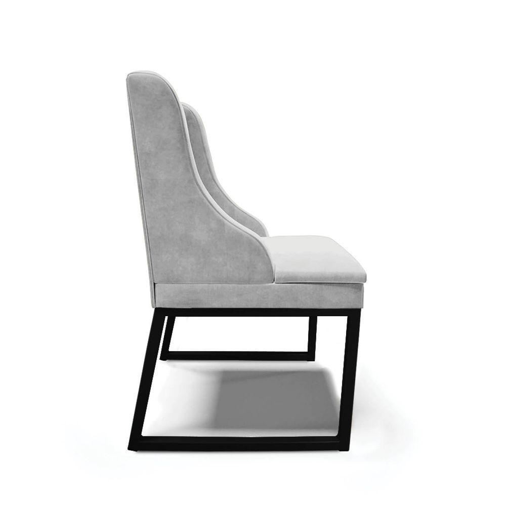 Cadeira Sala De Jantar Industrial Preto Kit 4 Liz Suede Cinza D03 - D'rossi - 10