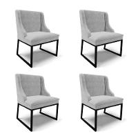 Cadeira Sala De Jantar Industrial Preto Kit 4 Liz Suede Cinza D03 - D'rossi - 1