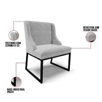 Cadeira Sala De Jantar Industrial Preto Kit 4 Liz Suede Cinza D03 - D'rossi - 8