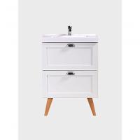 Gabinete Para Banheiro Com Cuba E Espelho Organico 60cm Retro Mdf Branco Milano - On Móveis - 6