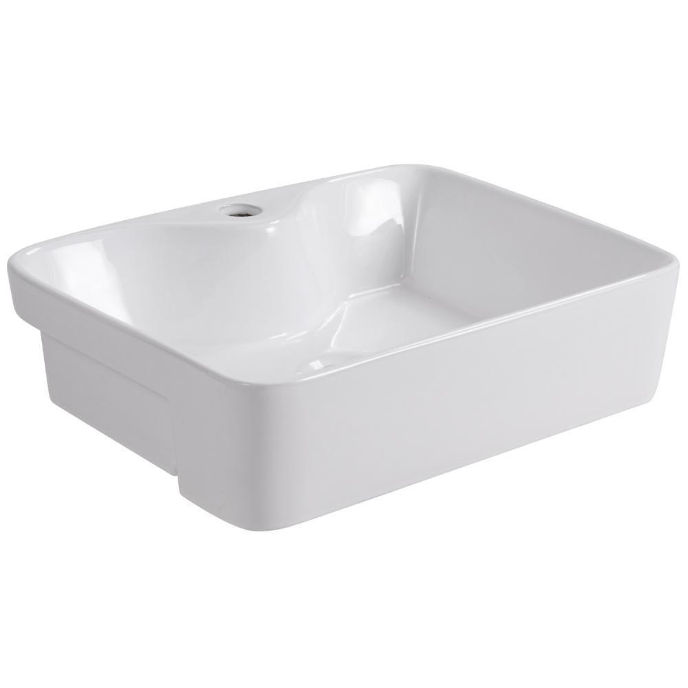 Cuba Pia Semi Encaixe Retangular Para Banheiro/lavabo 48x37cm Lume Zagonel Louças - Com Deck - Branco - 2
