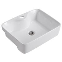 Cuba Pia Semi Encaixe Retangular Para Banheiro/lavabo 48x37cm Lume Zagonel Louças - Com Deck - Branco - 1