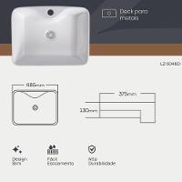 Cuba Pia Semi Encaixe Retangular Para Banheiro/lavabo 48x37cm Lume Zagonel Louças - Com Deck - Branco - 5