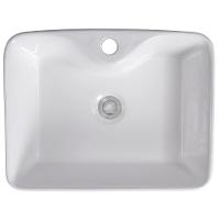 Cuba Pia Semi Encaixe Retangular Para Banheiro/lavabo 48x37cm Lume Zagonel Louças - Com Deck - Branco - 6