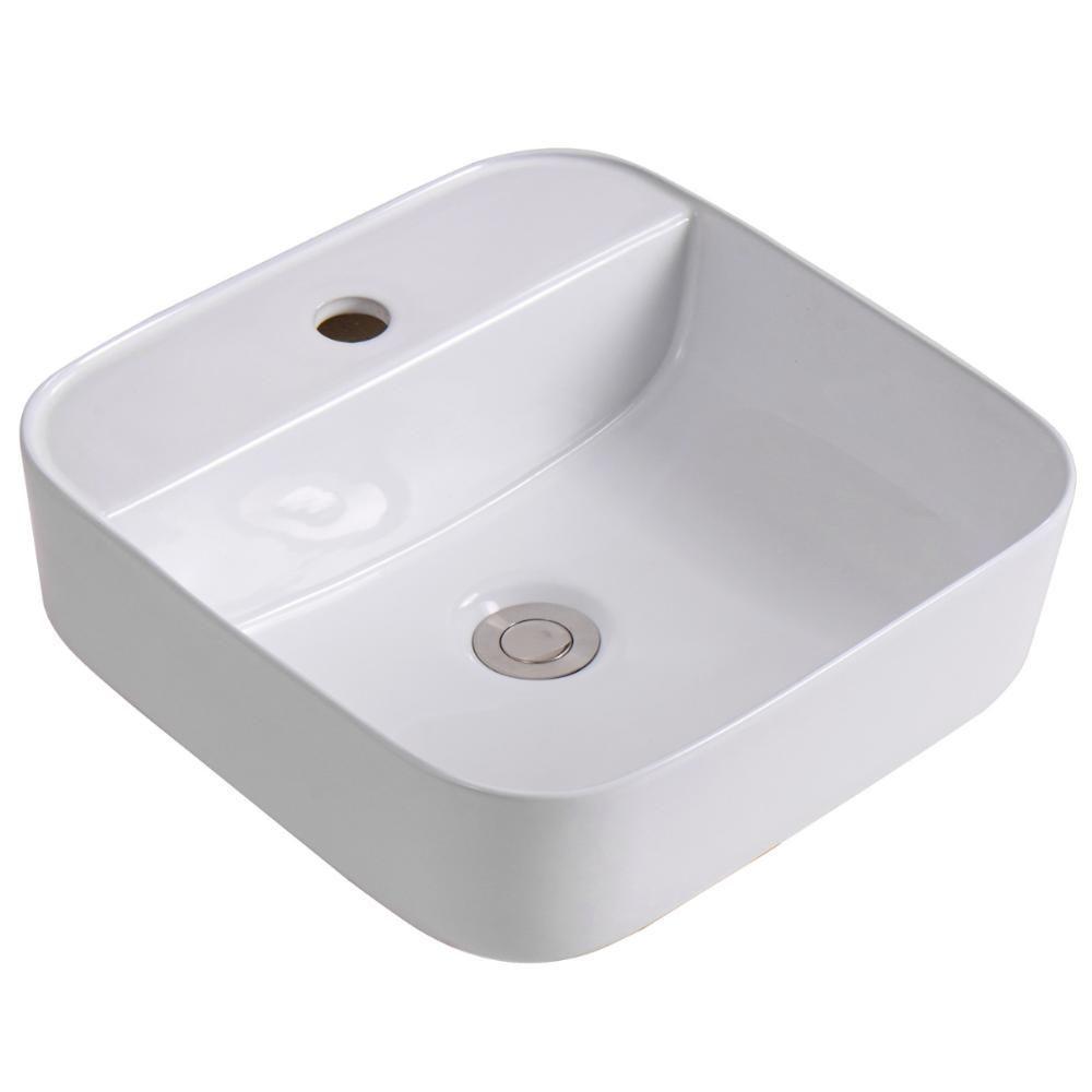 Cuba Pia De Apoio Quadrada Para Banheiro/lavabo 39x39cm Mônaco Zagonel Louças - Com Deck - Branco - 1