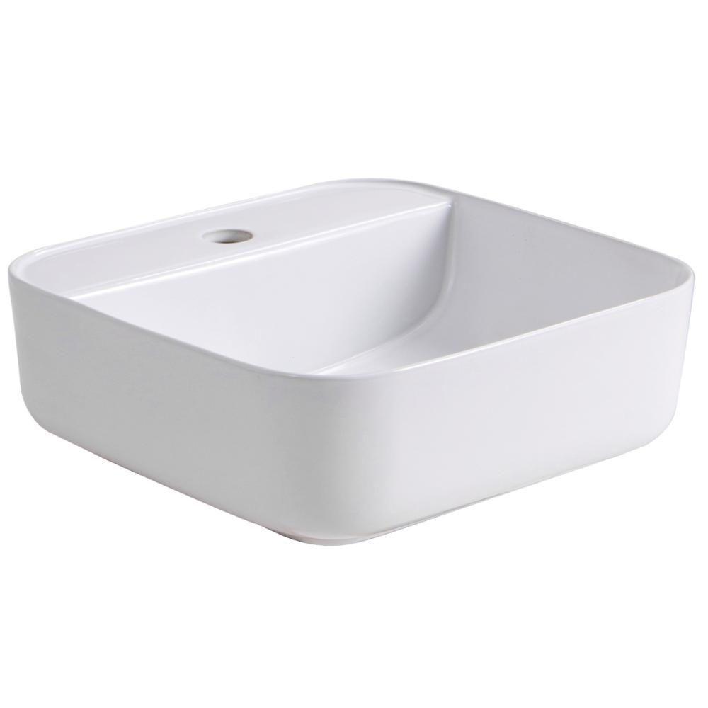 Cuba Pia De Apoio Quadrada Para Banheiro/lavabo 39x39cm Mônaco Zagonel Louças - Com Deck - Branco - 5