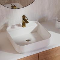 Cuba Pia De Apoio Quadrada Para Banheiro/lavabo 39x39cm Mônaco Zagonel Louças - Com Deck - Branco - 2