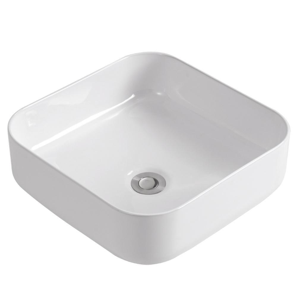 Cuba Pia De Apoio Quadrada Para Banheiro/lavabo 38x38cm Mônaco Zagonel Louças - Sem Deck - Branco - 1