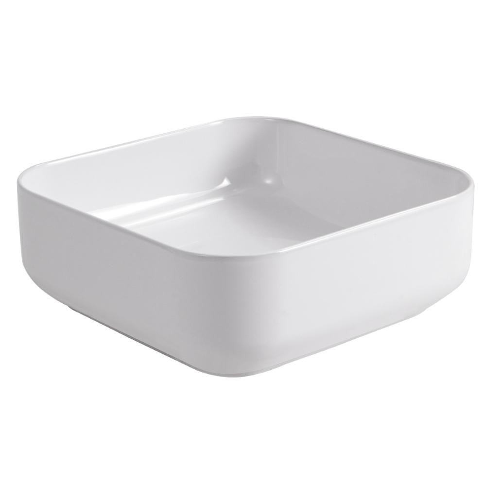 Cuba Pia De Apoio Quadrada Para Banheiro/lavabo 38x38cm Mônaco Zagonel Louças - Sem Deck - Branco - 5