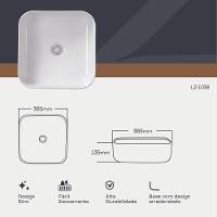 Cuba Pia De Apoio Quadrada Para Banheiro/lavabo 38x38cm Mônaco Zagonel Louças - Sem Deck - Branco - 3