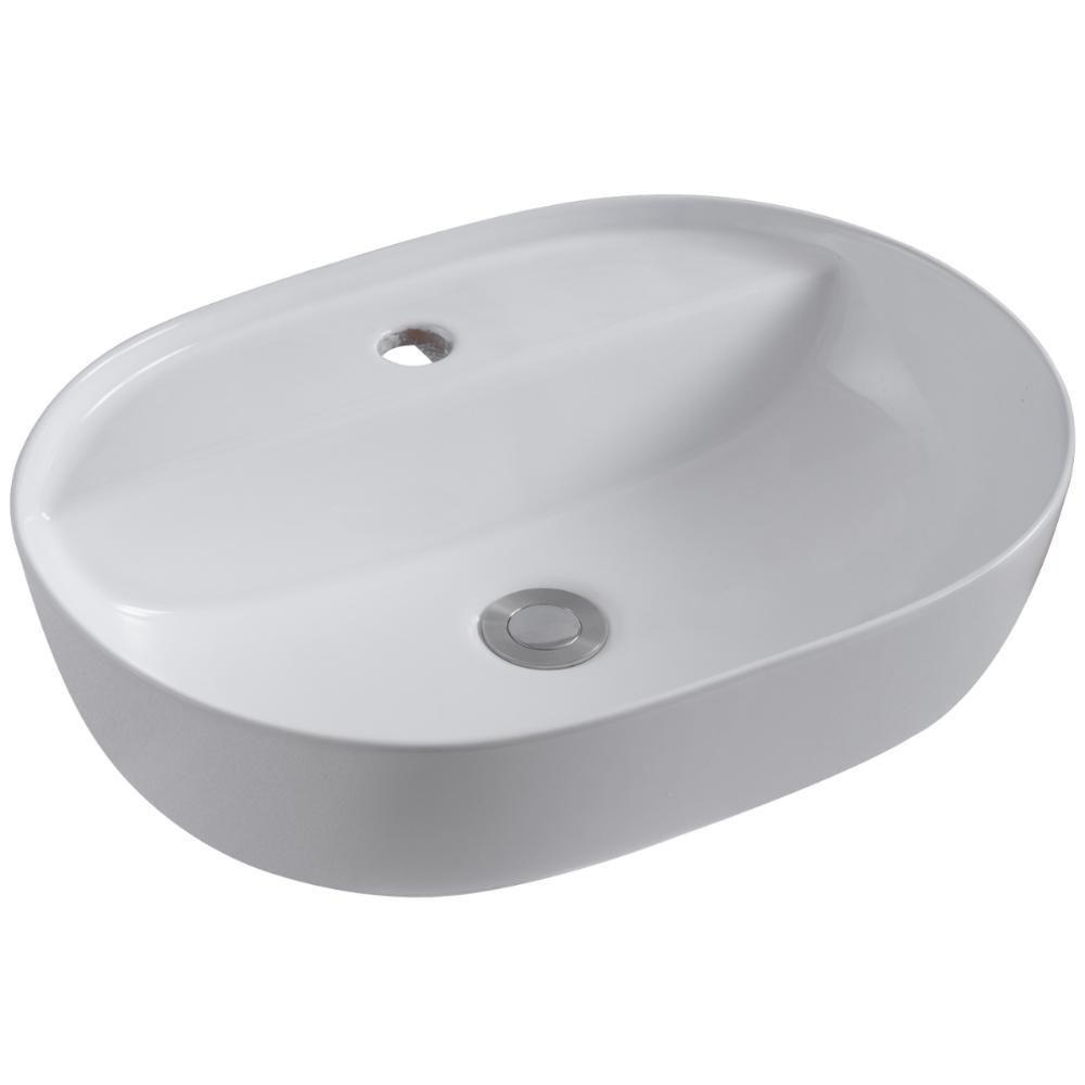 Cuba Pia De Apoio Oval Para Banheiro/lavabo 50x38 Capri Zagonel Louças - Com Deck - Branco - 1