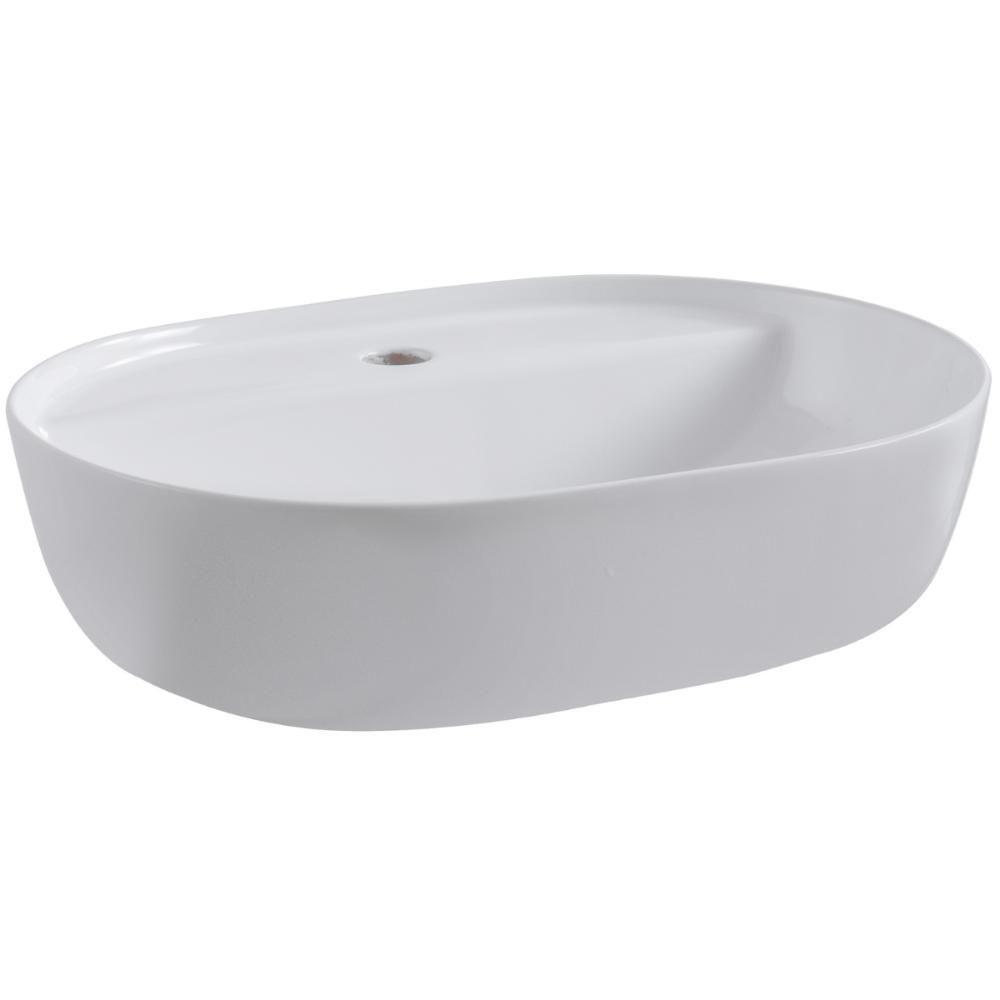 Cuba Pia De Apoio Oval Para Banheiro/lavabo 50x38 Capri Zagonel Louças - Com Deck - Branco - 5