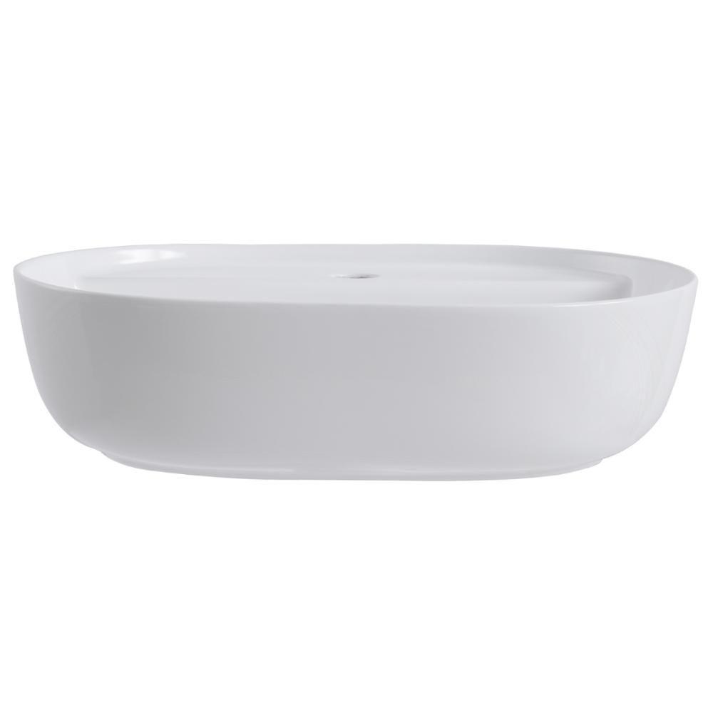 Cuba Pia De Apoio Oval Para Banheiro/lavabo 50x38 Capri Zagonel Louças - Com Deck - Branco - 6