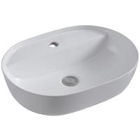 Cuba Pia De Apoio Oval Para Banheiro/lavabo 50x38 Capri Zagonel Louças - Com Deck - Branco - 1