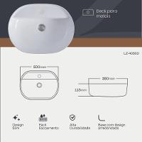 Cuba Pia De Apoio Oval Para Banheiro/lavabo 50x38 Capri Zagonel Louças - Com Deck - Branco - 3