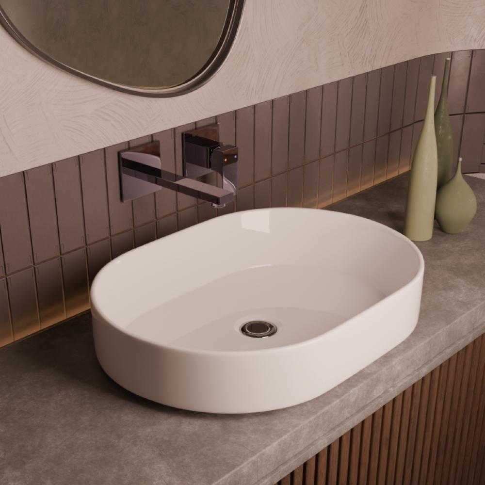 Cuba Pia De Apoio Oval Para Banheiro/lavabo 50x37 Capri Zagonel Louças - Sem Deck - Branco - 2