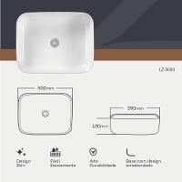 Cuba Pia De Apoio Retangular Para Banheiro/lavabo 50x39cm Cannes Zagonel Louças - Sem Deck - Branco - 3