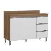 Armário Balcão Com Tampo Cozinha 120 X 52 Cm Mdp Menu Móveis Branco - 1