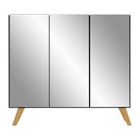 Sapateira Retrô Com Espelho 3 Portas Nina Multimóveis V6022 Preta/Natural Preto/Natural - 2