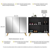 Sapateira Retrô Com Espelho 3 Portas Nina Multimóveis V6022 Preta/Natural Preto/Natural - 5