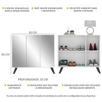 Sapateira Retrô Com Espelho 3 Portas Nina Multimóveis V6022 Branca/Preta Branco/Preto - 5