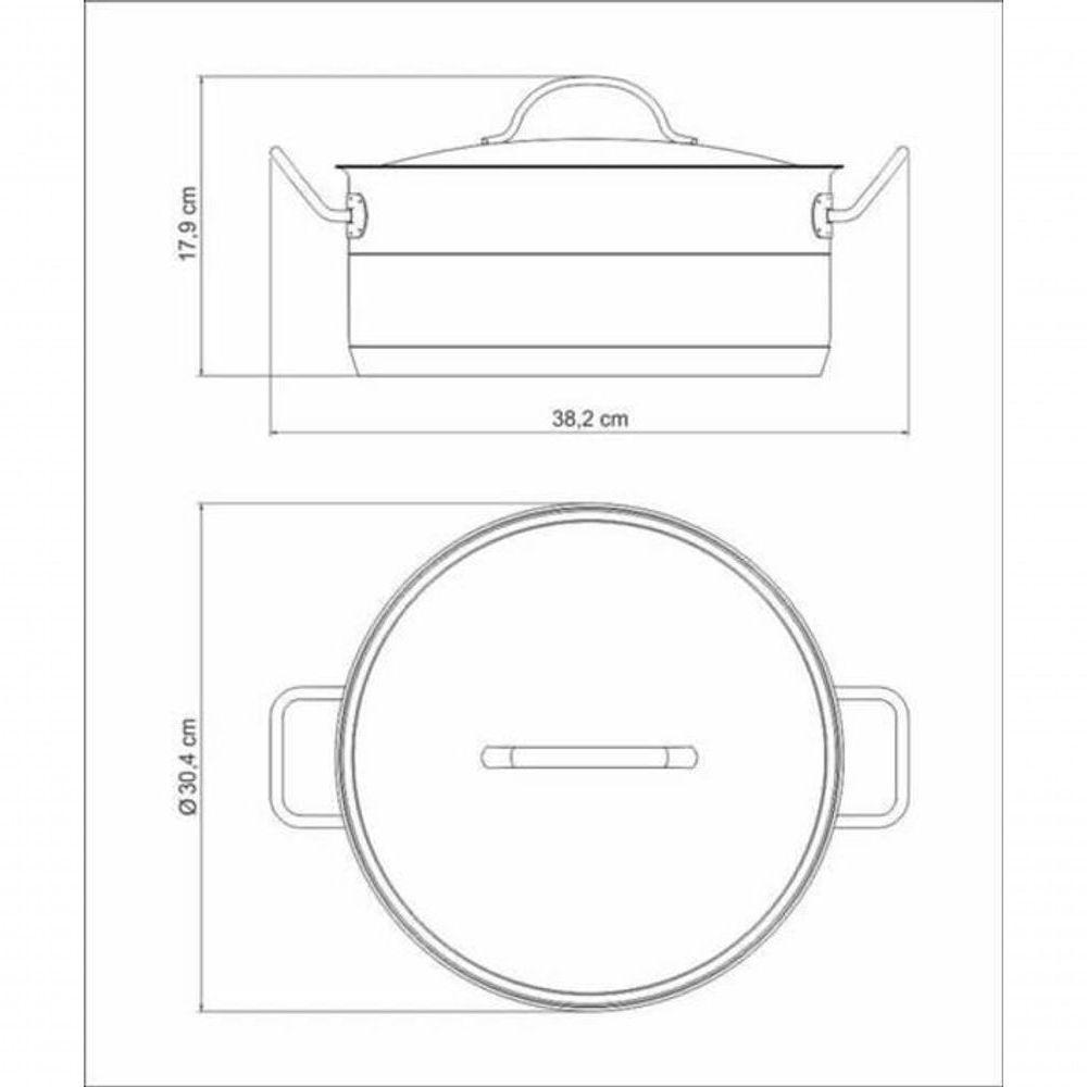 Caçarola Rasa Tramontina Professional 28cm Em Aço Inox Com Detalhe Satinado - 3
