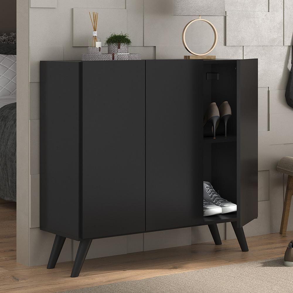 Sapateira Retrô 3 Portas Nina Multimóveis V6018 Preta Preto - 6